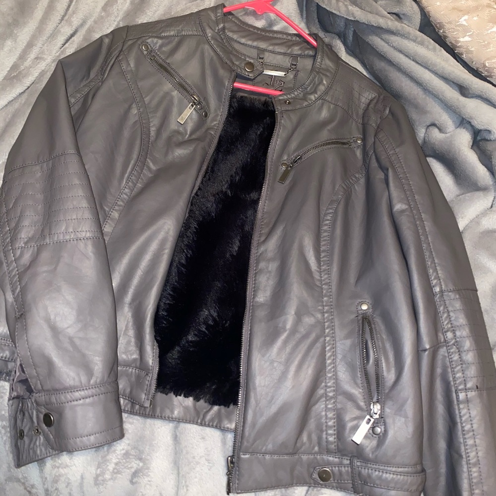 Grey leather jacket